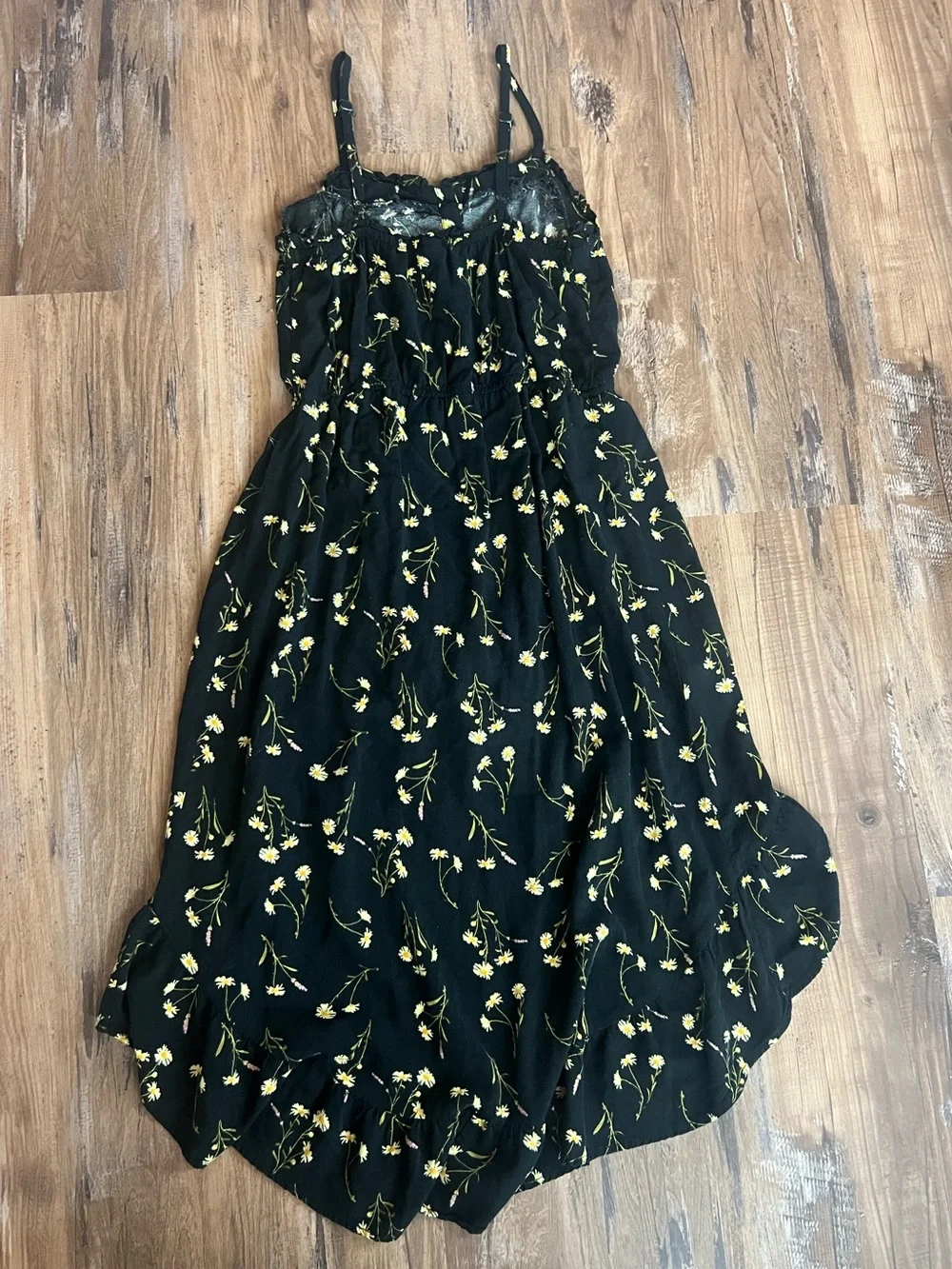 Artclass Girls (10-12y) Black &yellow Floral High-Low romper sundress